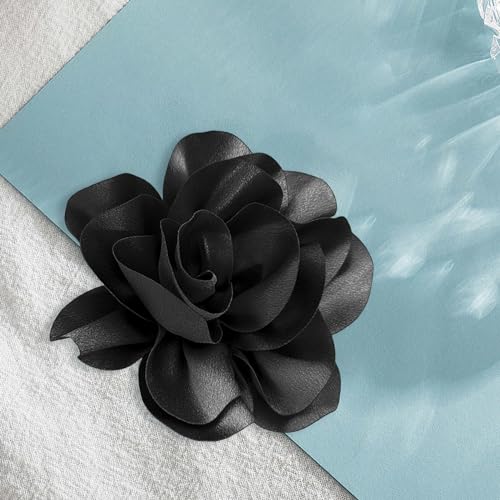 Image of Dainty Satin Fabric Flower Brooches for Women Large Rose Floral Brooch for Party Dance Wedding Banquet Elegant Camellia Fashion Brooch Pin for Women Girl 5.5inch