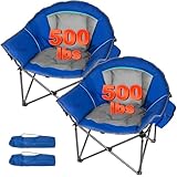 Romswi 2PK Oversized XL Padded Camping Chair for Adults, 500lbs Support Heavy-Duty Padded...