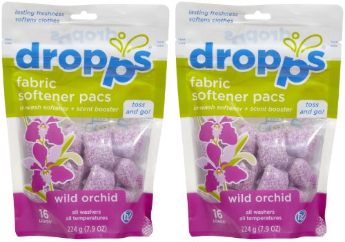 Dropps HE Scent Laundry Booster Pacs with in-Wash Softener and Enhancer, Wild Orchid, 16 Loads (Pack of 2)