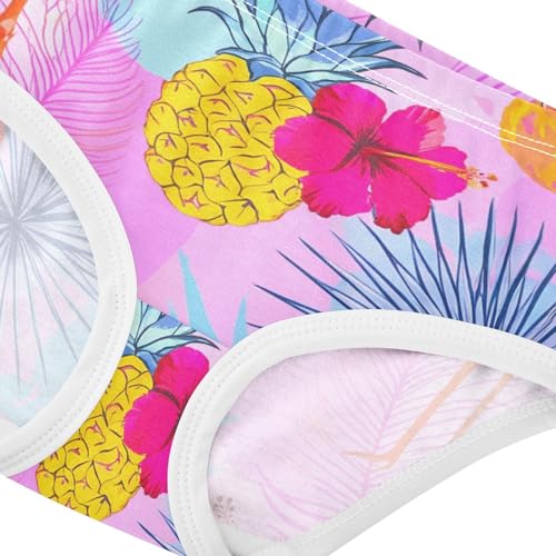 Toddler Girls Underwear 2t Cotton Cute Panties Girl Bright Kids Briefs Undies Tropical Pink Flamingos Pineapple4
