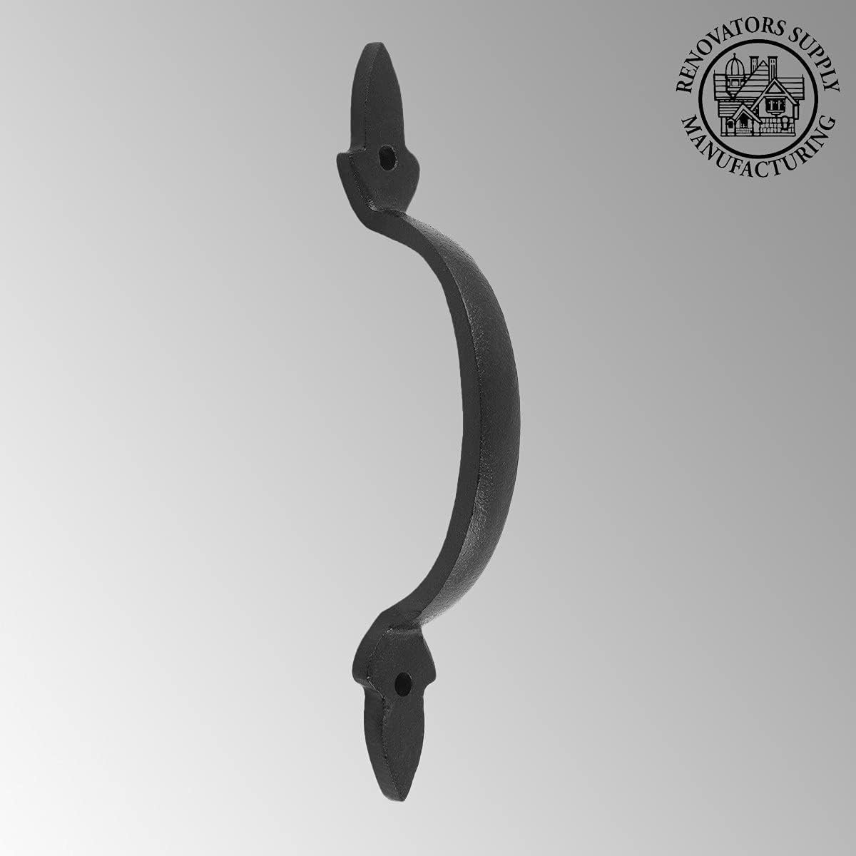 Renovators Supply Manufacturing Fleur de Lis Black Wrought Iron Cabinet Door Drawer Pull Handle 5 1/2"