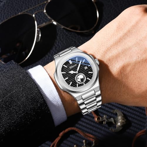Image of Gosasa Fashion Men's Watches Date Business Watch Stainless Steel Luxury Style Luminous Quartz Waterproof Analog Display Male Wristwatch