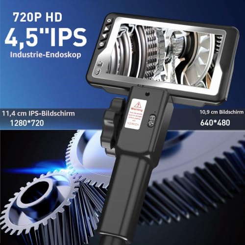 Ralcam Endoskopkamera mit Licht Endoskop - 720P HD Inspektionskamera 4,5'' IPS LCD Bildschirm...