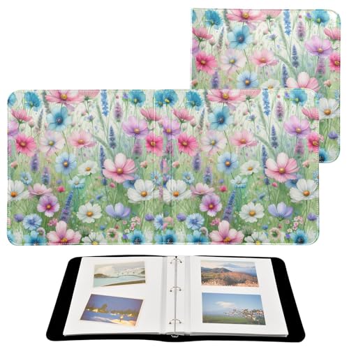 Álbum de fotos adhesivo DIY Scrapbook con flores coloridas, encuadernado de 3 anillos, 40 páginas, tamaño 8x10 para recuerdos miniatura 2