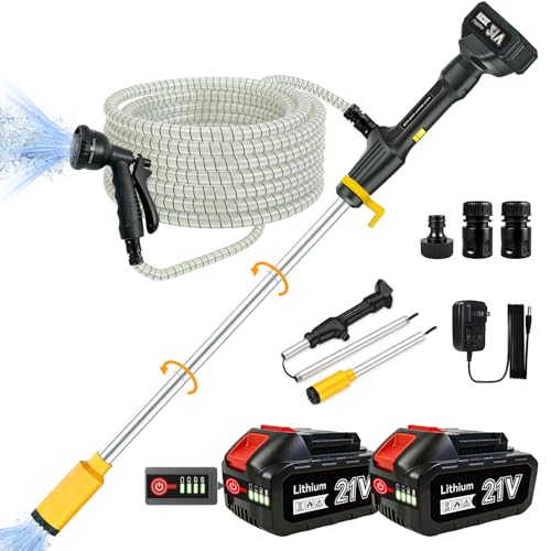 Cordless Stick Water Transfer Pump: 770 GPH 32 Ft Head with 21V 2×4.0Ah Batteries Water Pump - 3-Section Removable Portable and Lightweight with 16.5Ft Hose for Garden Pond Pool Emergency Drainage