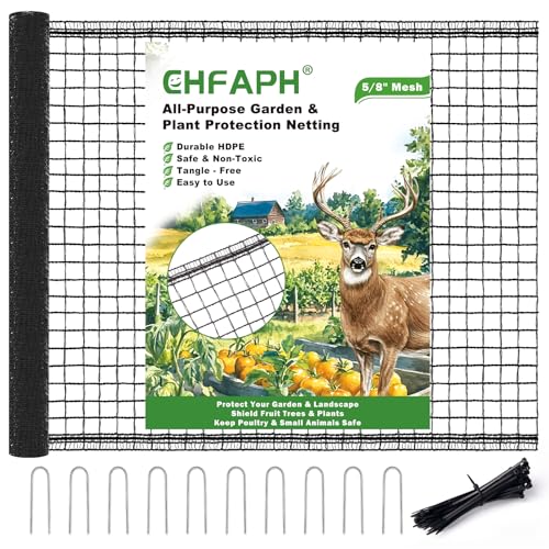 Deer Fence for Garden 7ft x 50ft Plastic Mesh Deer Fence Netting with Pre-Strung Reinforced Edge Reusable Temporary Fence Ideal for Animal Barrier & Garden Fencing for Plants & Fruit Trees