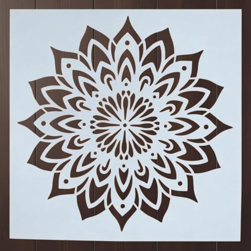 Mandala Stencil Boho Geometric Circle Pattern Reusable Design Template for Wall Art Painting Crafting Furniture and DIY Home Decor (2 Pcs Set)