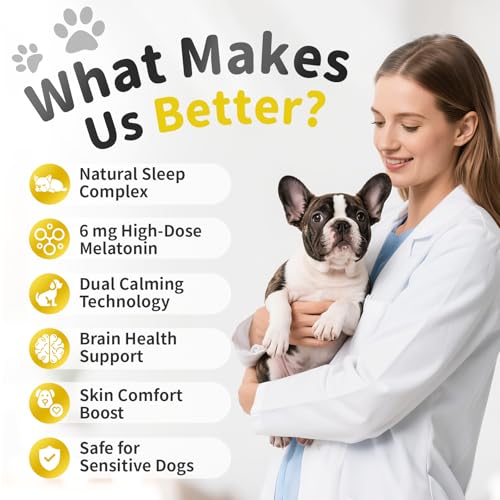 Image of Melatonin for Dogs - Advanced Dog Calming Chews for Restful Sleep & Emotional Support, Calming Treats for Dogs Relaxation, Stress Anxiety Support - Separation, Thunder, Fireworks, Bacon Flavor, 2 Pack