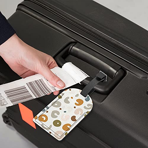 Xollar Luggage Tags Boho Dotted Pattern Name Id Identifier Labels For Suitcase Travel Bag Leather Privacy Cover Baggage Tag 1 Piece, One Size #TOP3