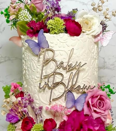 Wood Baby in Bloom Cake Topper,Baby Shower Cake Decoration for Pregnancy Announcement/welcome Baby Party Supplies Birthday Party Decor, Housewarming Gift