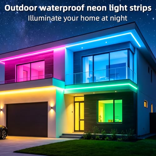 Image of segrass 16.4ft RGB LED neon Rope Lights LED neon Strip Lights Waterproof Flexible Neon LED Strip Lights,Led Lights for Bedroom