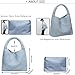 Women Vegan Leather Hand-Woven Tote Handbag Fashion Shoulder Top-handle Bag All-Match Underarm Bag with Purse (Denim Light Blue)