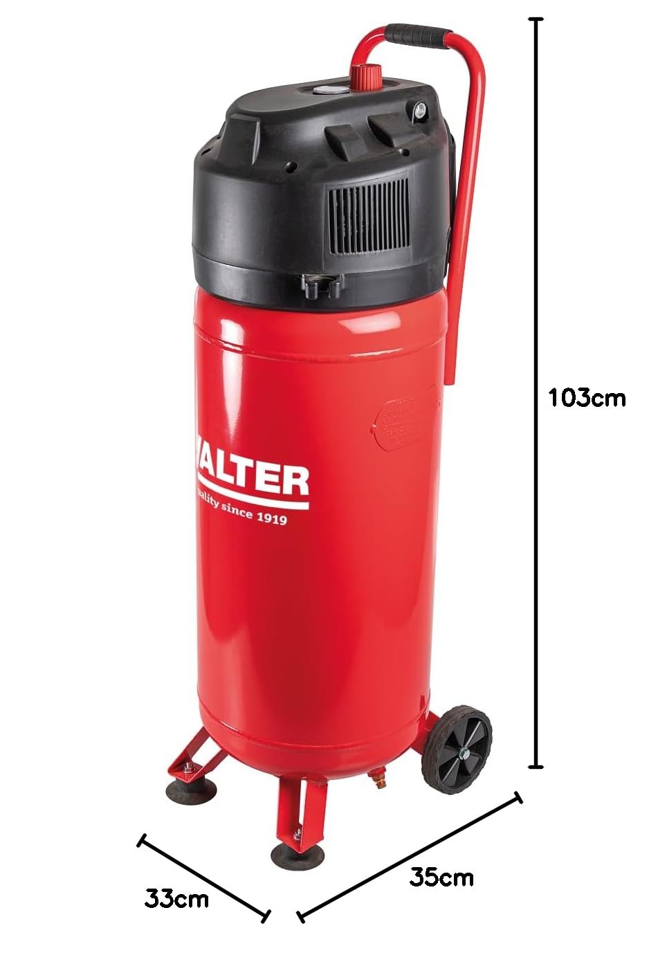 WALTER Druckluft Kompressor, 50 L, Ansaugleistung 240l/min,10 bar, Luftkompressor, inkl. Zubehör, langlebig, einfache Bedienung, automatischer Druckschalter, Überlastungsschalter, kompaktes Design