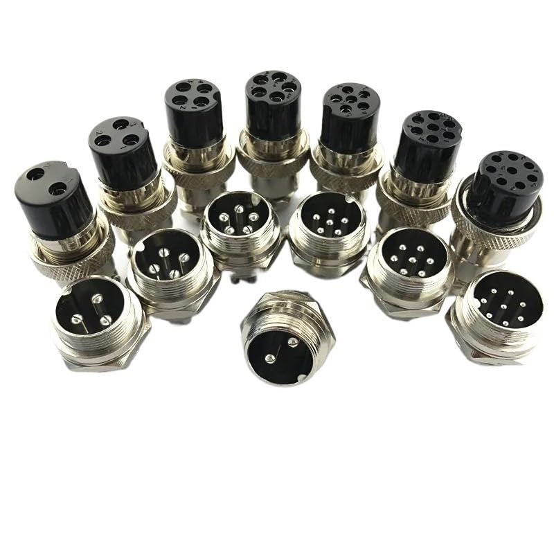 DSZUJTYROP 1set GX20 2/3/4/5/6/7/8 Pin Male + Female 20mm L94-100Y Circular Wire Panel Connector Socket with Cap Lid(GX20 5Pin)