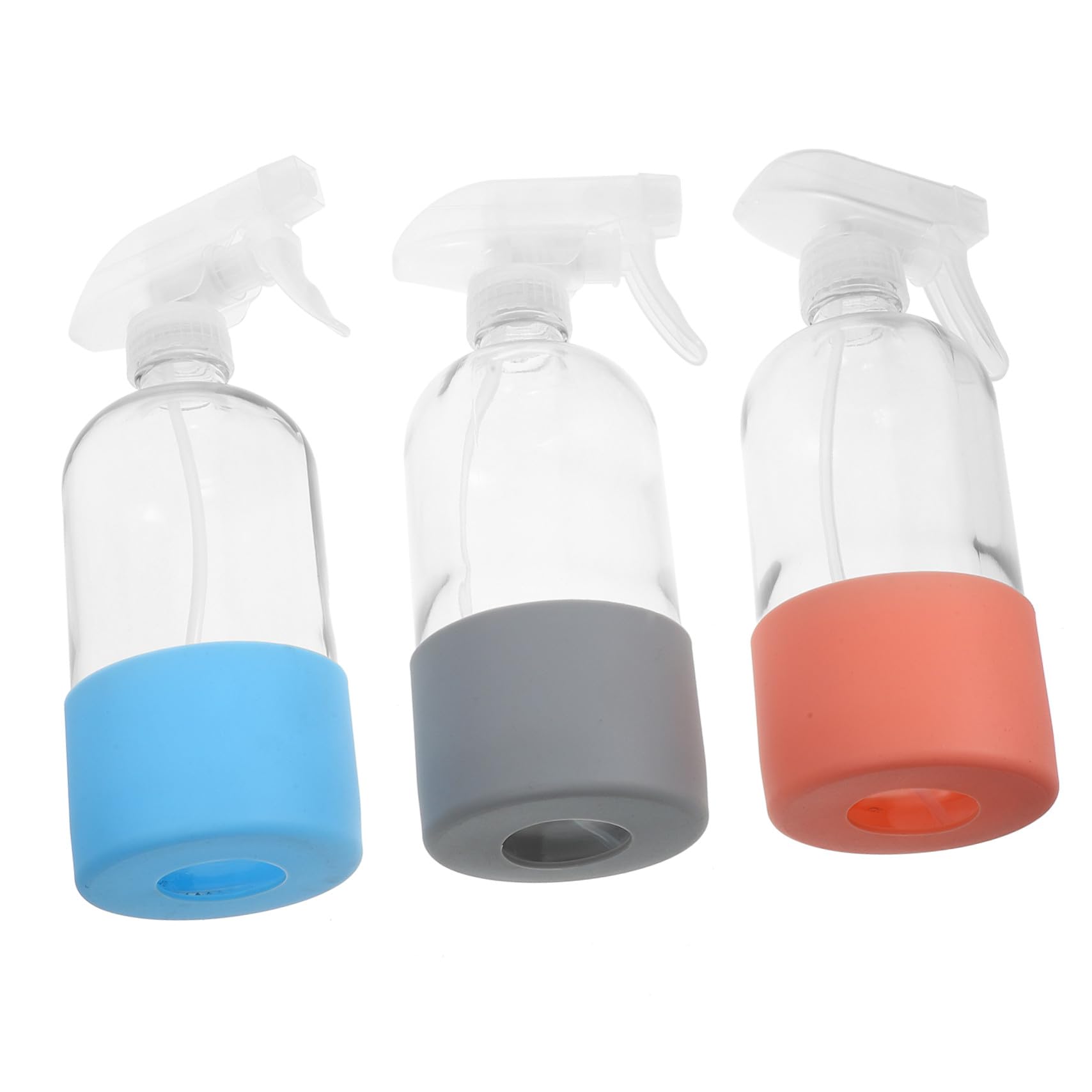 LIFKOME 3 Stück 500ml Wiederbefüllbare Glas Sprühflaschen mit Rutschfestem Silikonboden und PP Sprühkopf für Blumen Pflanzen und Haushalt