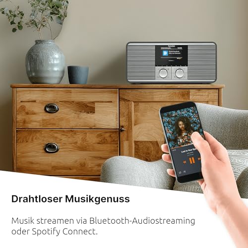 TechniSat DIGITRADIO 425 - Premium Radio mit 40 Watt Stereo Lautsprecher (DAB+, WLAN Internetradio, CD, Bluetooth, großes 4,3 Zoll Farbdisplay, Musik-Streaming, Front aus eloxiertem Aluminium) – Bild 6