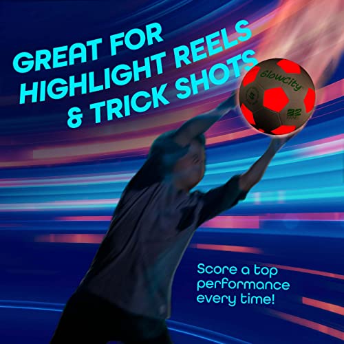 Light Up-Soccer Ball Size 5|Glow In The Dark|Official Size And Weight|Uses 2 Hi-Bright Led Lights|Perfect For A Night Match In The Dark Or Kickball League-Spare Batteries Included #TOP6