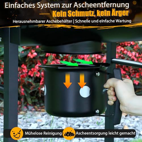 Großer Holzkohlegrill, BBQ Grill mit 4 Lüftungen, Robuster Garten Outdoor Grill 5