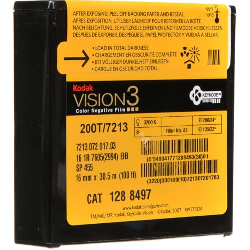 Kodak VISION3 200T/7213 16mm Color Negative Film, 100' Roll