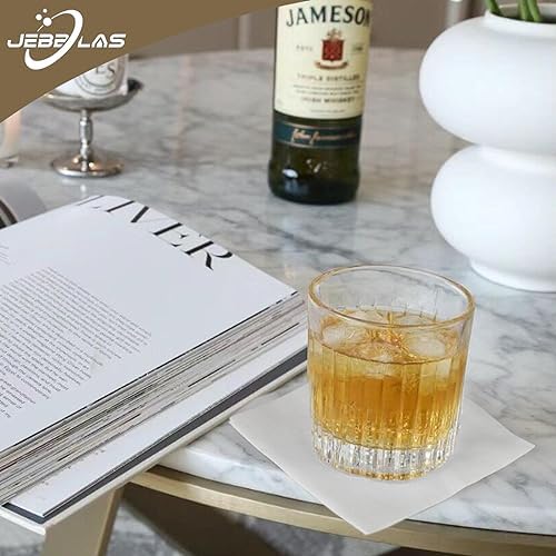 JEBBLAS Cloth Like Cocktail Napkins, Disposable Beverage Bar Napkins, Linen-Feel Square Napkins Party or Wedding 20 x 20cm (100 Count, White)
