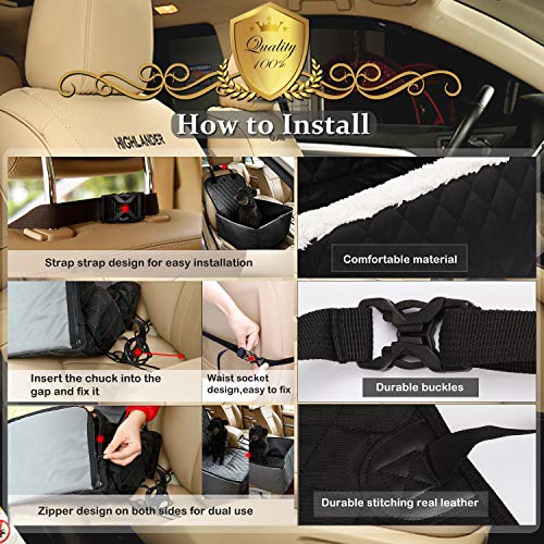 TOPBRY Car Front Seat Covers for Dogs, Deluxe 2 in 1 Scratchproof Thickened Foldable Car Protector Kennel with Safety Belt, 900D, for Cars Trucks SUVs