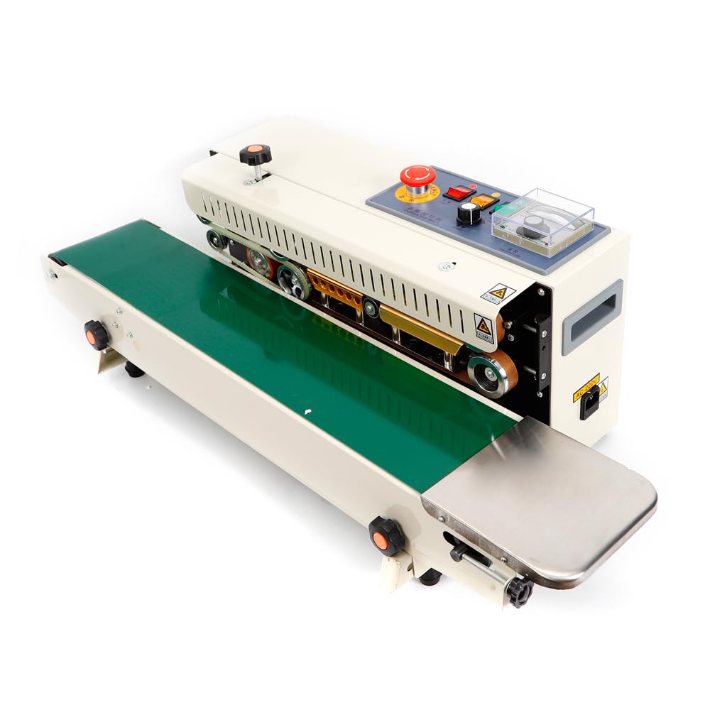 FR-900 Máquina Selladora Automática Industrial - Soldadoras Continuas de Película para Botín de Plástico 500W Automático Máquina de Sellado Continuo Máquina de Sellado Caliente