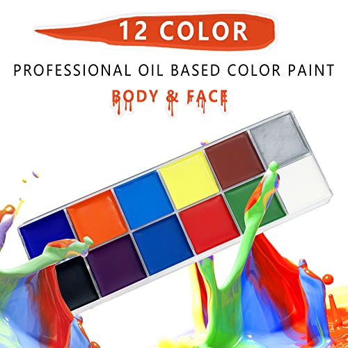 Halloween Cosplay Body Paint 12 Flash Colors Face Paint Oil Based Safe&Washable Painting For Kids And Adults Custome Makeup #TOP2