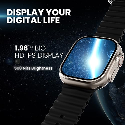 Image of Kratos SW17 Ultra+ Smartwatch with 1.96 inch Touch Display, Advanced BT Calling, Wireless Charging Smart Watch, Voice Assistant, 100+ Sports Modes, Rotating Crown, Metallic Body, IP67, Heart Rate, SpO2