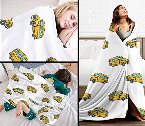 Image of School Bus Blanket 50 inchx60 inch - Extra Soft Fleece Flannel Throw Blankets for Adults, Kids, Couples - Cozy Plush Blanket for Bed, Couch, Gift for Teachers, Bus Lovers
