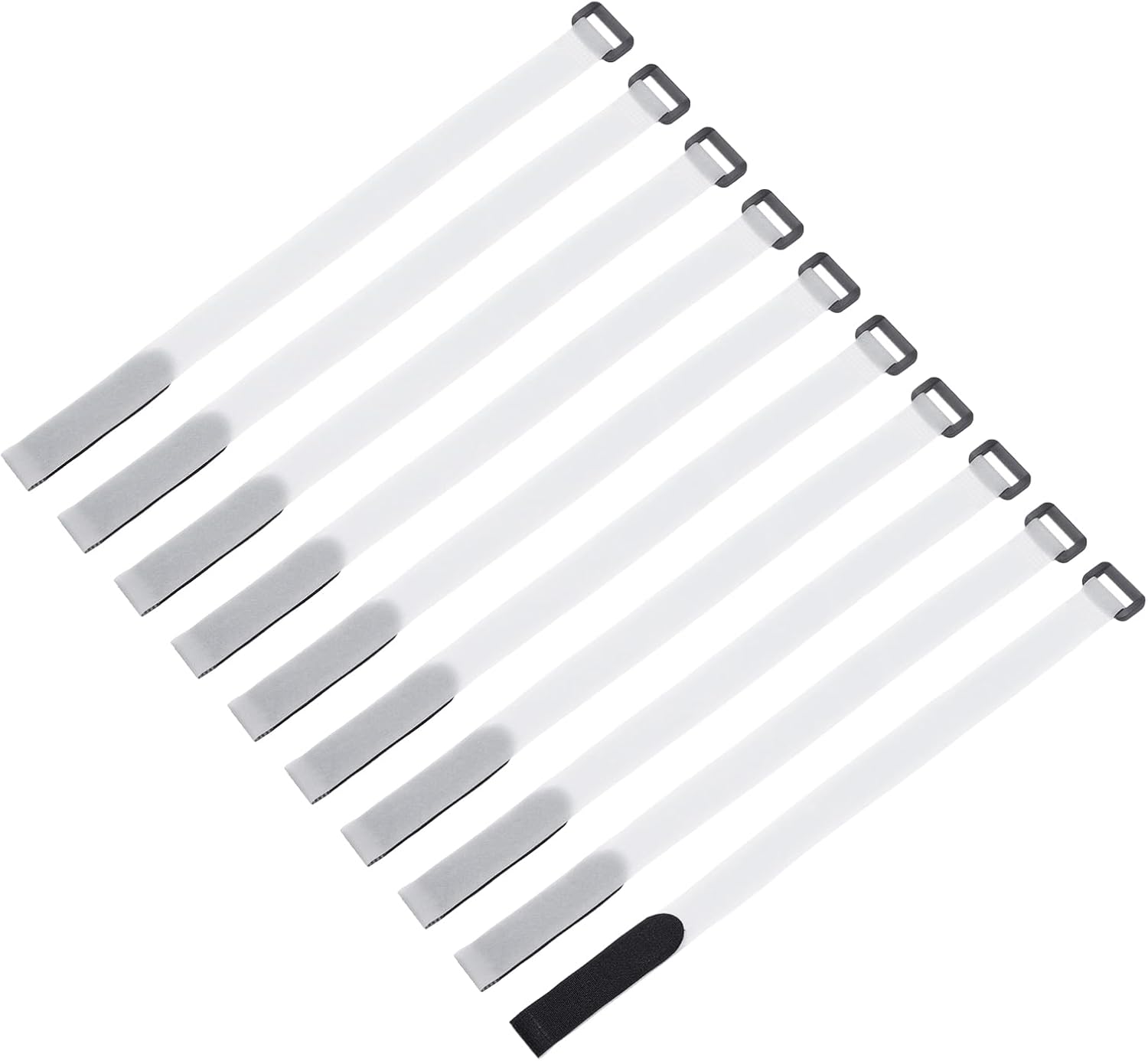 MECCANIXITY 10 Pcs Reusable Battery Tie Down Straps, 0.8" x 16" Nylon Multipurpose Battery Hold Down Adjustable Cinch Strap Hook Loop Fastening Tie for Quadcopters FPV RC Drone Boat Car, White