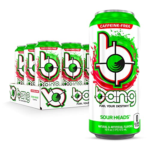 Bang CaffeineFree, Sour Heads Energy Drink, ZeroSugar