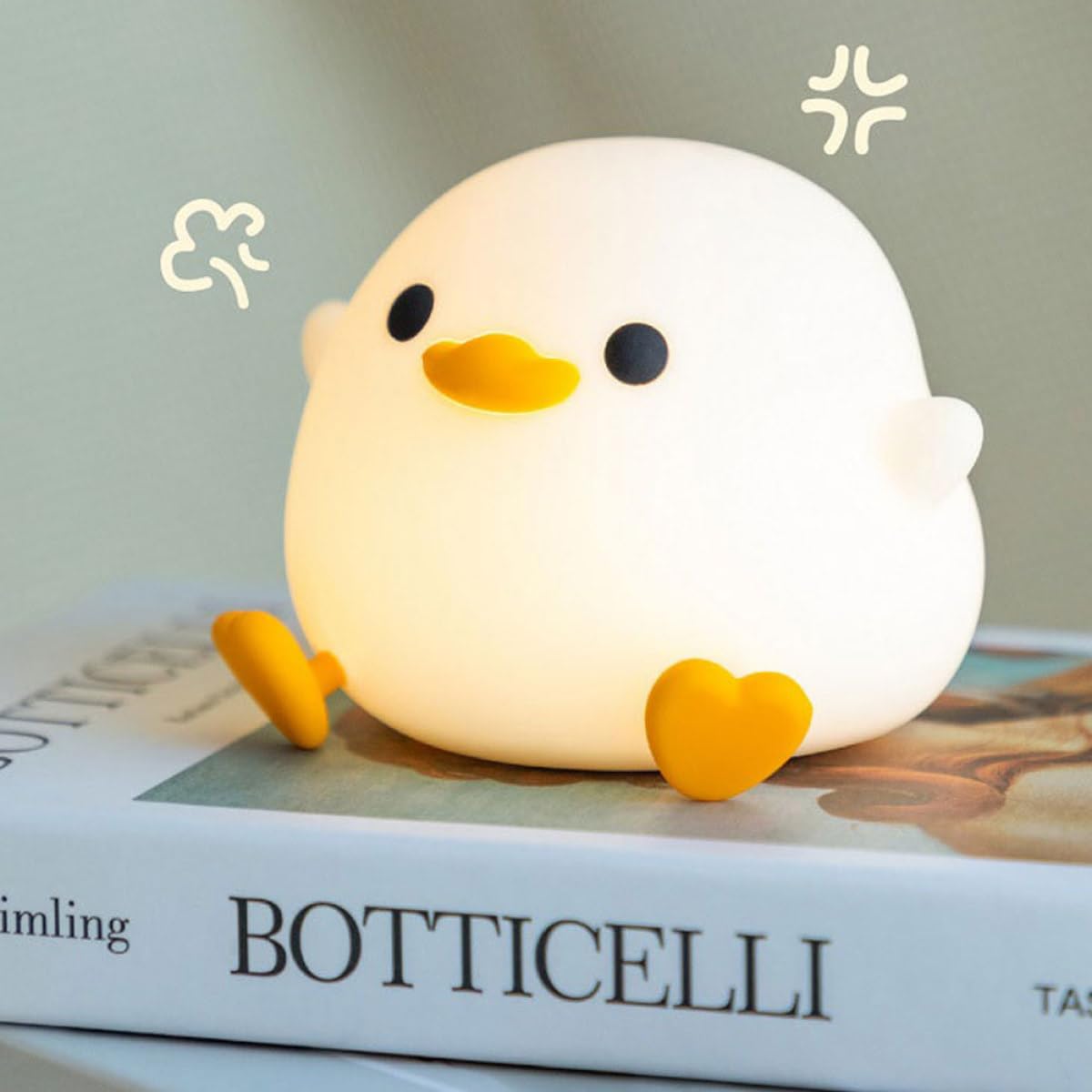 Beavorty Luce Notturna a Forma di Cartone Animato in Silicone Ricaricabile USB 2 Livelli di Luminosità, Lampada da Comodino Compatta per Camera da Letto e Adulti