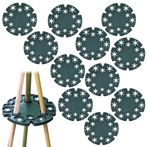 Kendwing 12 Piezas Circular Soporte De Cañas De Bambu Decoracion Soportes De Bambú Soporte De Frijoles De Guisantes,12 Agujeros Tutores para Plantas,Plantas Trepadoras De Estacas para Tomates Pepinos