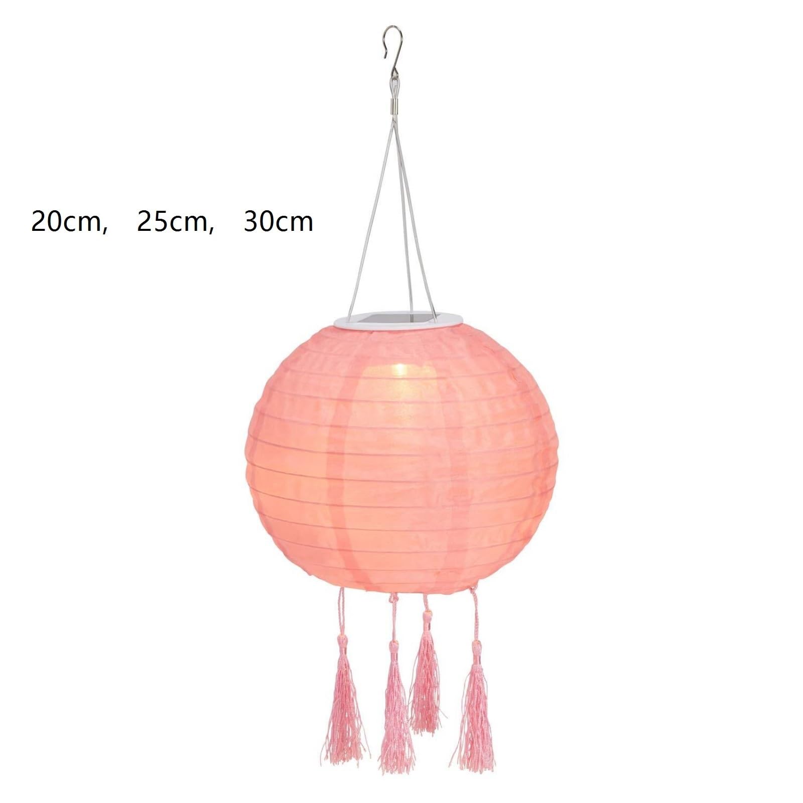 Lampions Außen Set Mit 3 Solarbetriebenen Chinesischen LED-Gartenlaternen Quasten Hängende Dekoration(30cm)