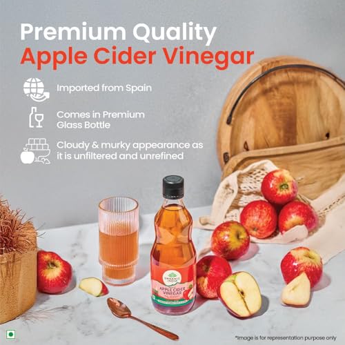 Image of Organic India Apple Cider Vinegar with Mother of Vinegar, 500ml | Raw and Unfiltered ACV | Lab tested on 250+ Parameters | Made from Spanish Apples | Imported from Spain