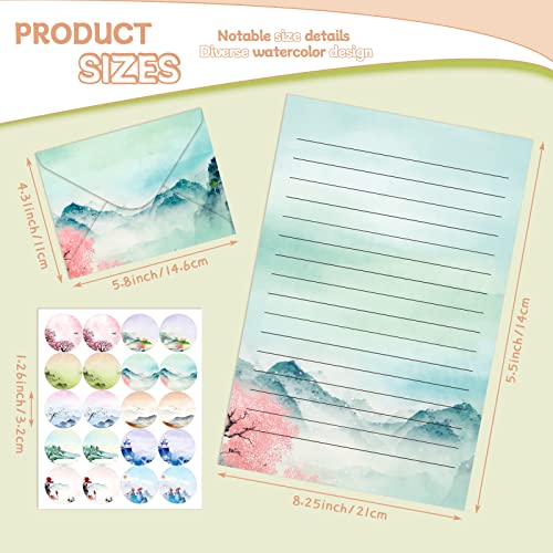 Image of TaoBary 160 Pcs Ink Painting Stationery Paper and Envelopes Set