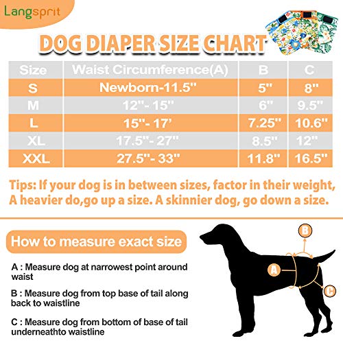 Image of Langsprit Washable Female Dog Diapers (3 Pack) - No Leak Reusable Diapers for Doggy Female in Period - Highly Absorbent Dog Heat Panties with Adjustable Snaps (Floral, XX-Large)