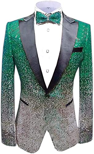 Sequins Suit Blazer Formal Business Host Jacket for Men One Button Coat2
