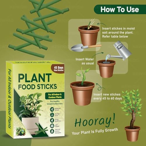 Image of Plant Food Fertilizer Sticks For All Home Garden Indoor & Outdoor Plants | Plant Growth Booster, fertilizer For Plants | Plant Booster For Speed Growth, Multi-Purpose Fertilizers (100 Units)