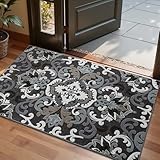 LUMI Indoor Door Mat for Entrance 20x32, Luxury Traditional Front Doormat with Non-Slip Latex Rubber Backing, Soft, Dirt Trapper, Washable Mats for Inside Entryway, Patio, Flower Bliss