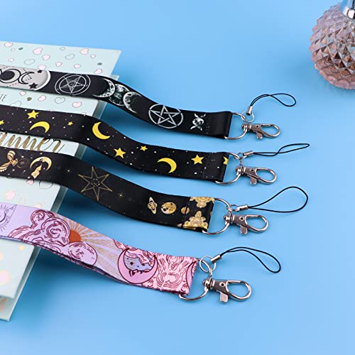 Beemorita Cute Moon and Sun Key Lanyard for Women Girls Teachers Star Neck Lanyard Strap for Keys & ID Card Cool Goth Keychain Badge Lanyards for Men(5pcs Black & Purple Lanyards) - Image 3