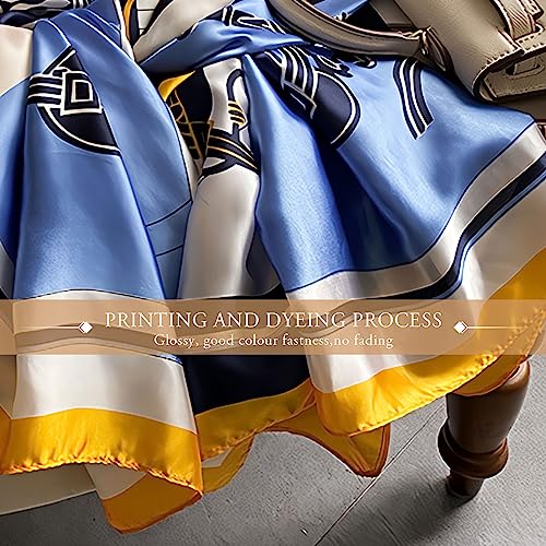 Women's Silk Scarves Retro Art Painting Pattern Soft Natural Silk Long Shawl Warm Wrap Sunscreen Shawl All Season4