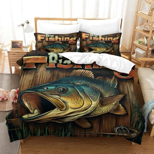 Housse de couette pêche parure de lit microfibre confortable 3D