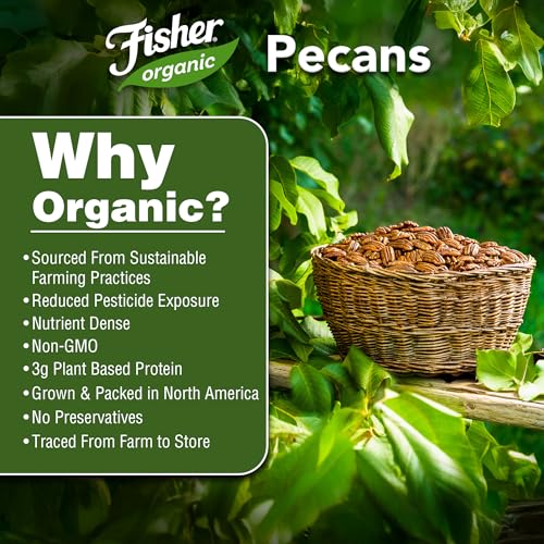 Image of Fisher Organic Pecans Halves, 16 oz Resealable Bag, Raw Pecans