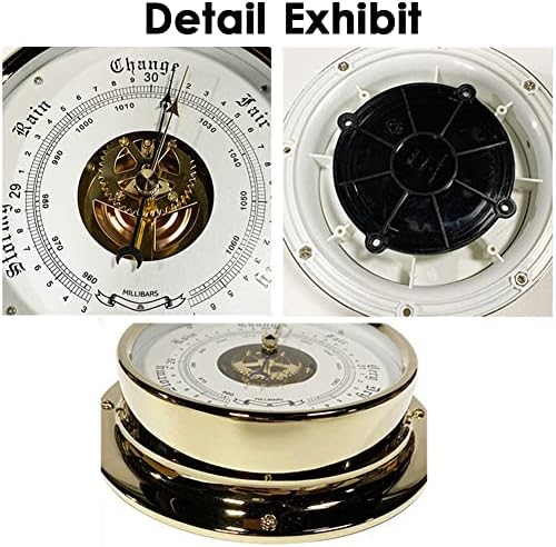 High-Precision Barometer, Professional Aneroid Barometric, Gold Perspective Window Air Pressure 1060hPa, for Navigation, Aviation, Mountaineering, Agriculture, Household, Weather Station-15c