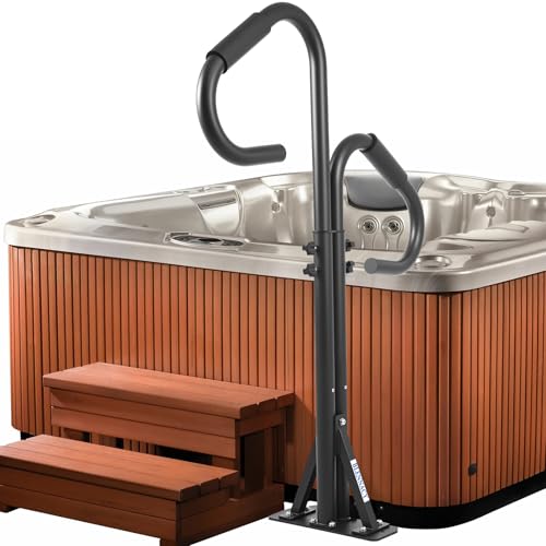 Hot Tub Handrail,360-Degree Rotatable SPA Handrail, 43"-55" Adjustable Height, Hot Tub Rail with Electrophoretic Coating Rust-Proof Tech & Sliding Mounting Base, for Indoor & Outdoor,600 LBS Capacity