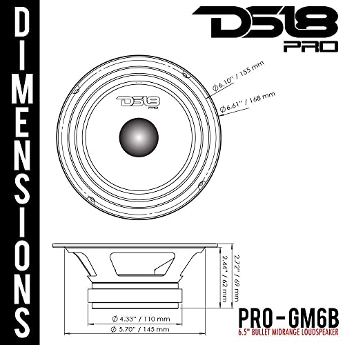 DS18 Bullet Midrange and Tweeter Combo - Complete Mids and High Car Audio Package - Includes 2X 8 Midrange Loudspeaker and 2X Aluminum Super Bullet Tweeter 1" Built in Crossover - Door Speaker Combo - image 5