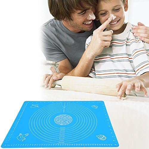 DAIWEIS Extra Large Silicone Baking Mat for Pastry Rolling with Measurements Pastry Rolling Mat, Reusable Non-Stick Silicone Baking Mat (blue)