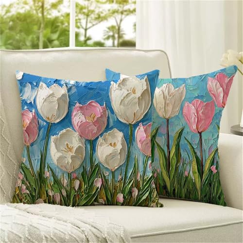 Coussin exterieur impermeable rose 55x55 lot de 2 velours