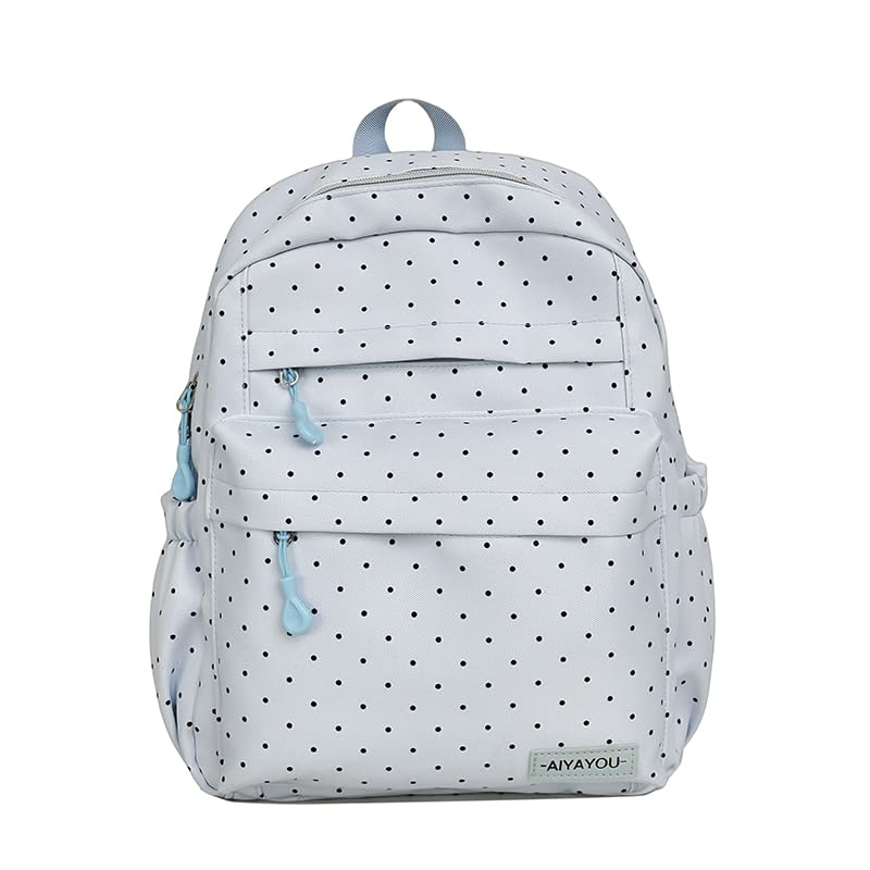 Linda mochila estética de bolinhas, mochila escolar de grande capacidade, impermeável, mochila de viagem para estudantes do ensino fundamental e médio
